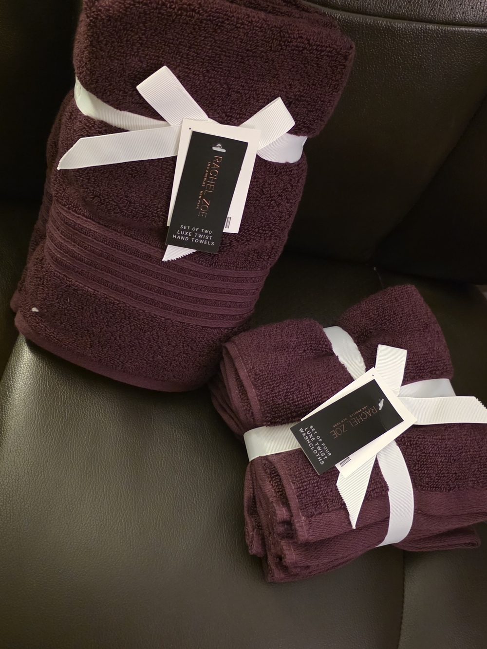 Rachel Zoe Plush Dark Plum Hand Towel Set
